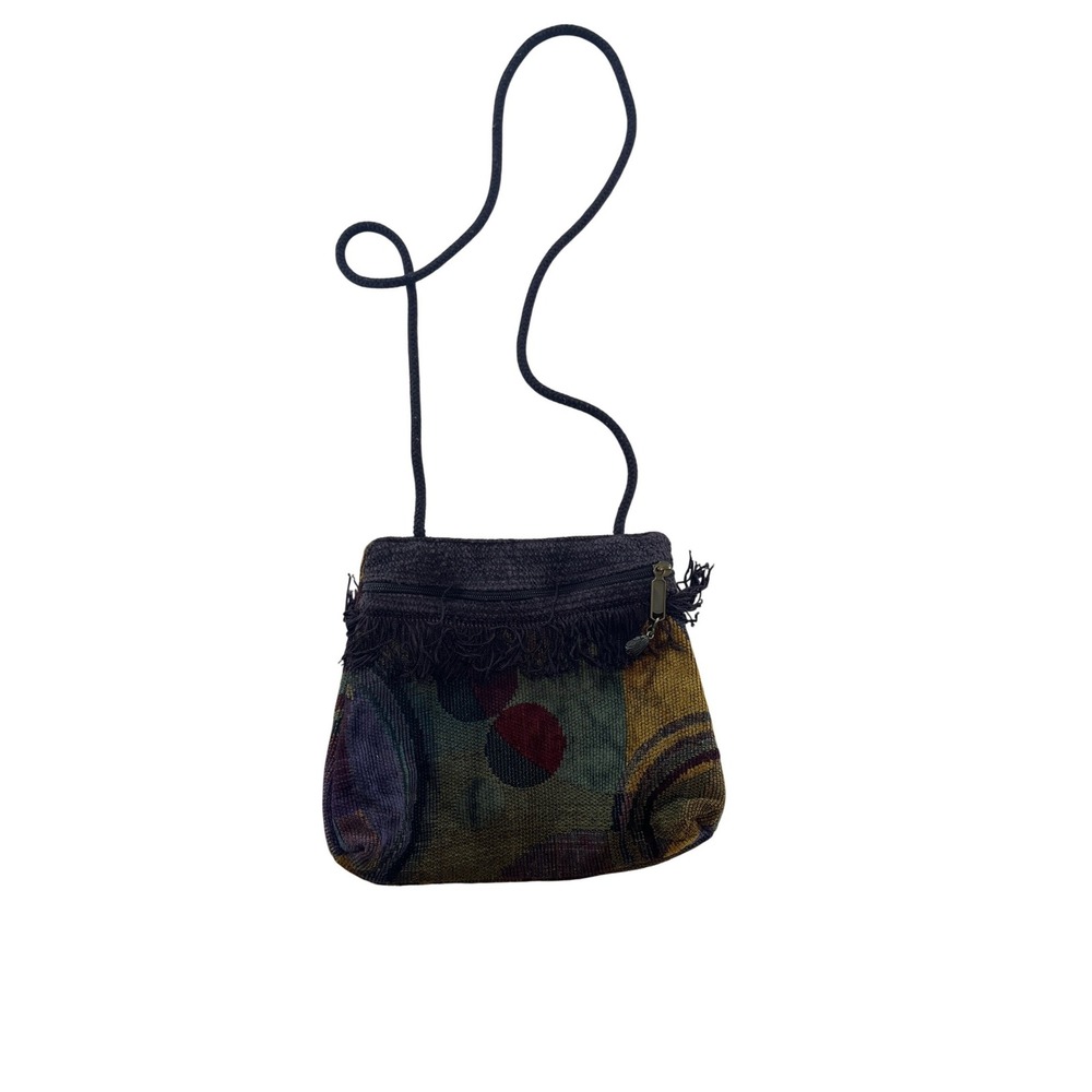 A. Ruiz Handcrafted USA Woven Tapestry Crossbody Bag Fringe Boho Multicolor 8x10